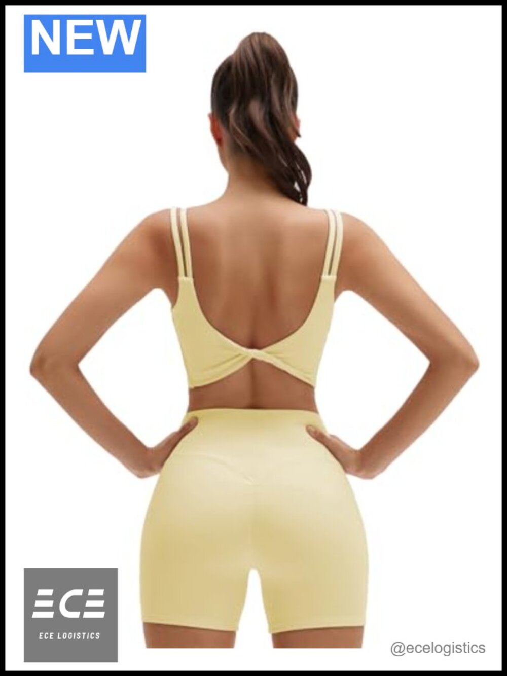 SUUKSESS Two Piece Workout Set Twist Back Cami Sports Bra & Bike Shorts